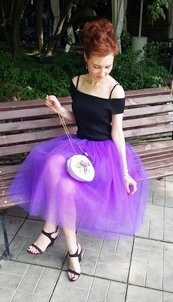 Romantic Multi-layer Pure Color A-line Tulle Skirt