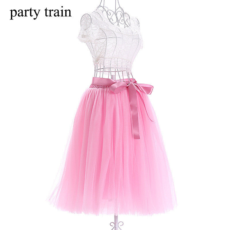 Romantic Multi-layer Pure Color A-line Tulle Skirt