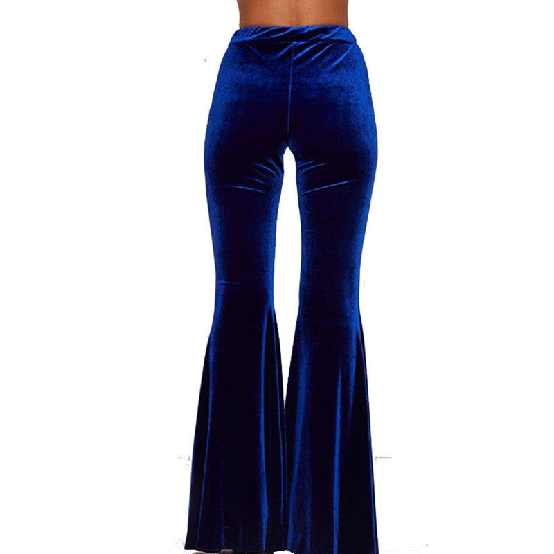 Fashion High Waist Velvet Women's Long Bell Pants
