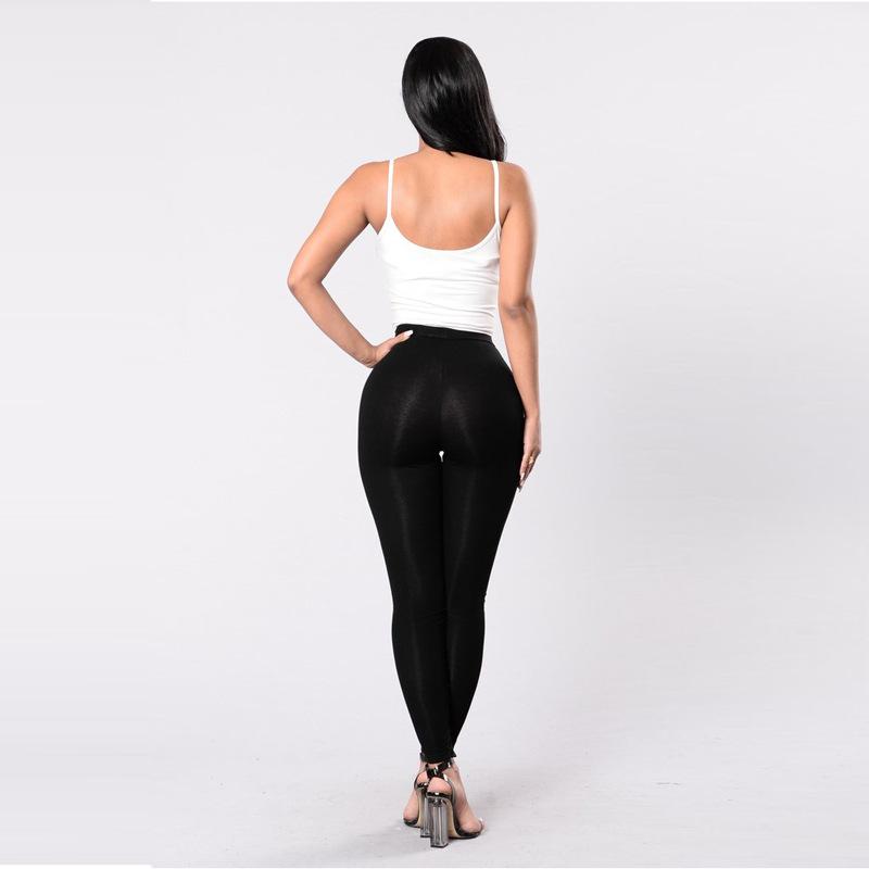Sports Pure Color Hollow Out Straps Bandage Slim Long Leggings Pants