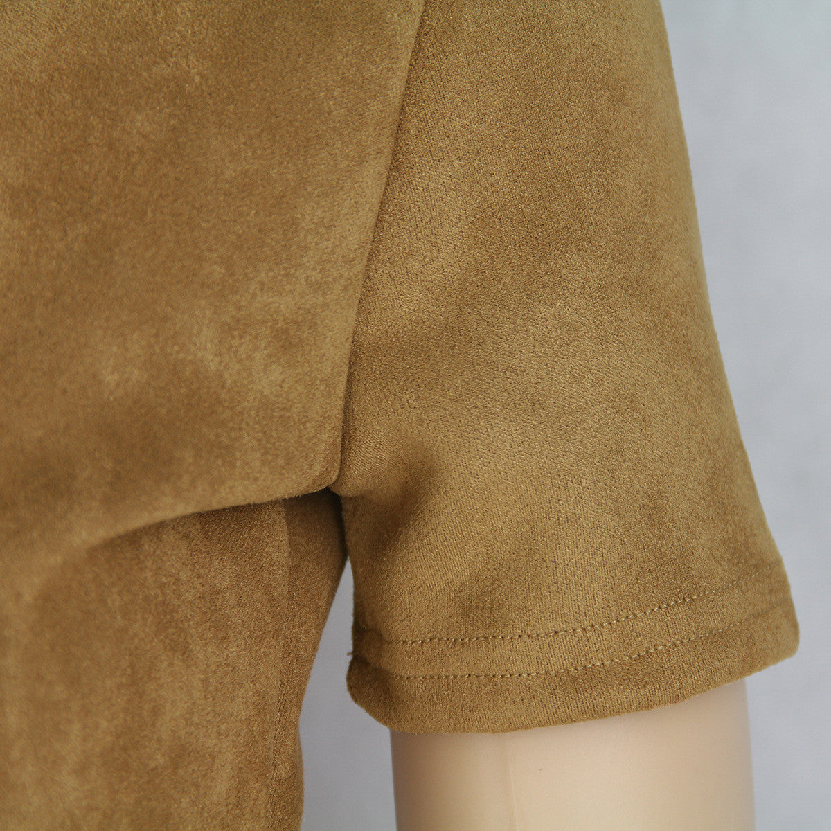Fashion Suede Short Sleeve Irregular Bodycon Short Dress