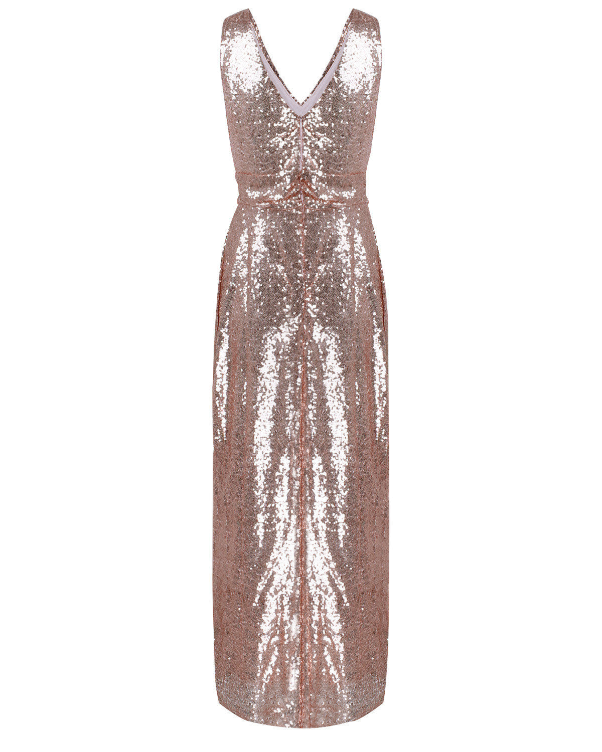 Sequins Deep V-neck High Waist Bridesmaid Party Long Dress