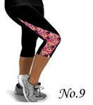 Flower Print Side Triangle Fashion 3/4 Pants Yoga Sport Leggings