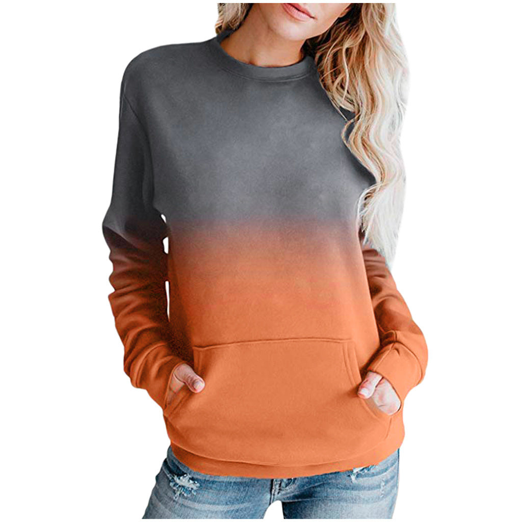 Pullover Crew Neck Print Pocket Sweatshirts