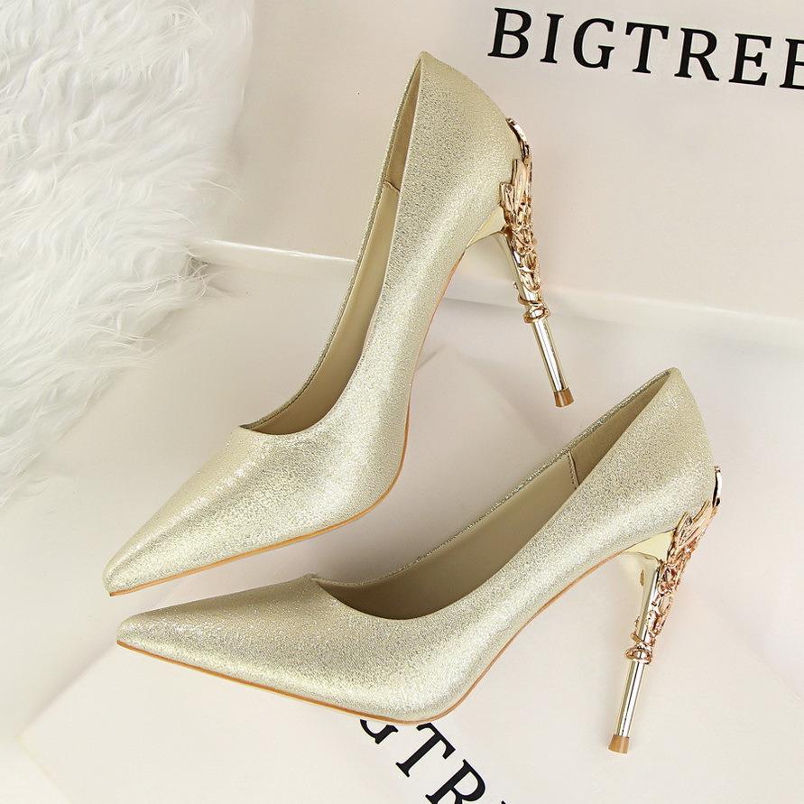 Bright Silk Stiletto Heel Pointed Toe High Heels Party Wedding Shoes