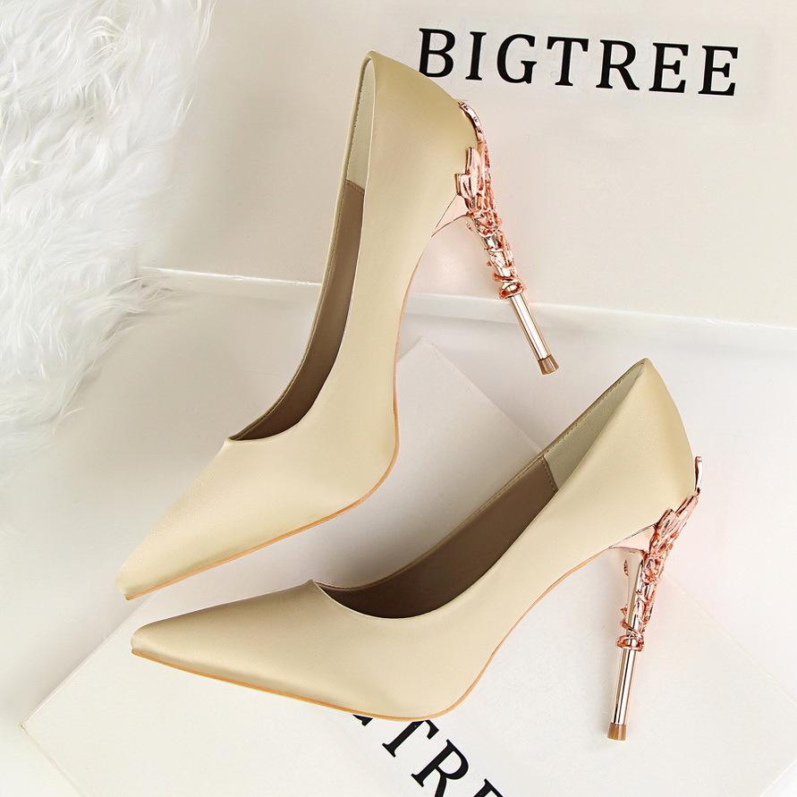 Bright Silk Stiletto Heel Pointed Toe High Heels Party Wedding Shoes