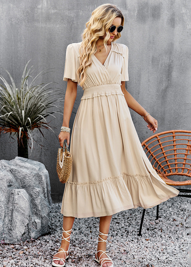 Sensual V-neck Styled Cross-legged Split Corset Dress