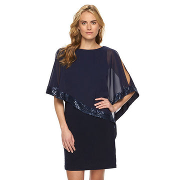 Pure Color Half Sleeves Splicing Sequin Bodycon Short Dress  