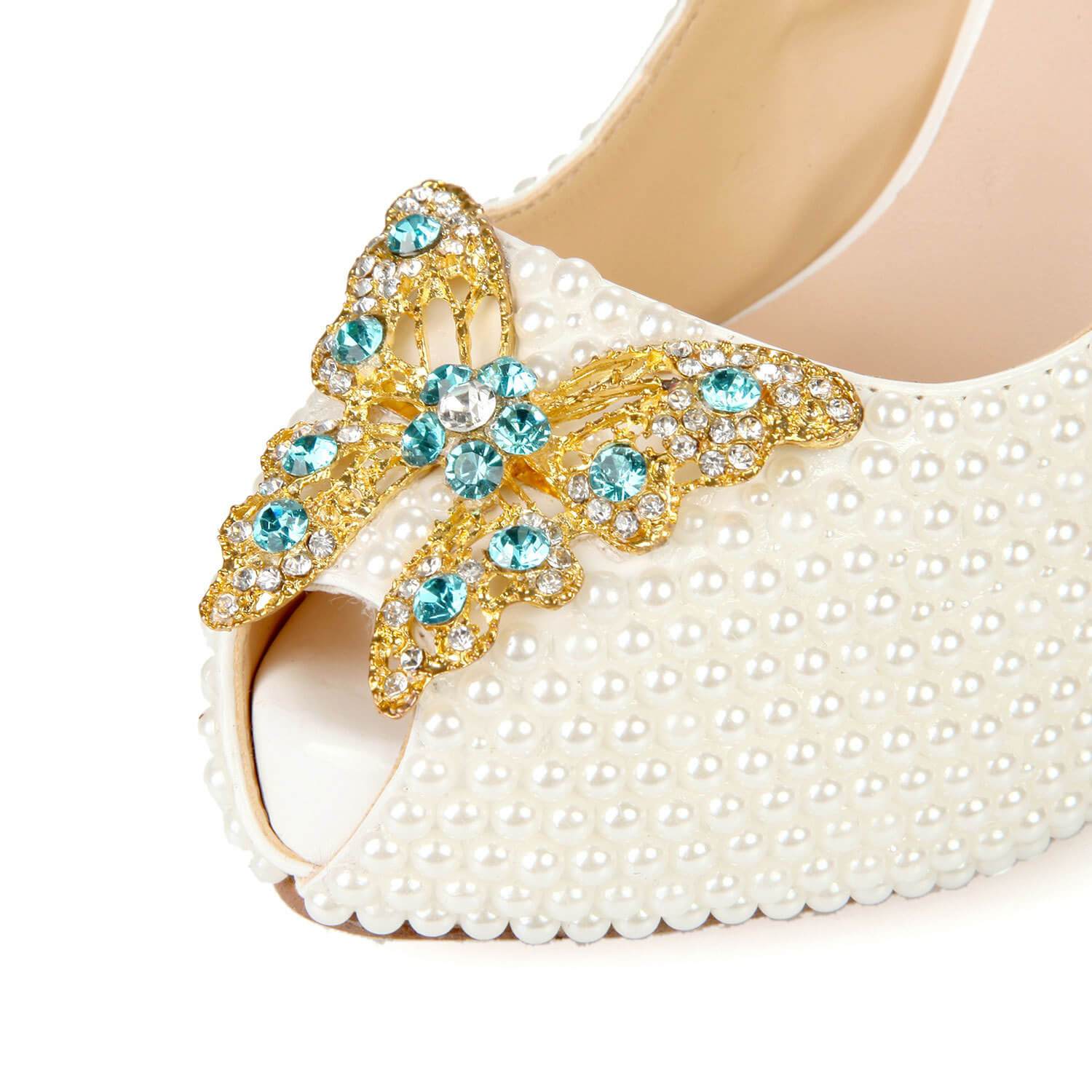 White Heel Wedding Bow Peep Toe Sandals