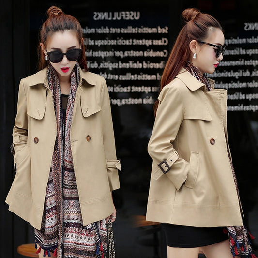 Solid Color Stand Collar Double Breasted Pockets Coat