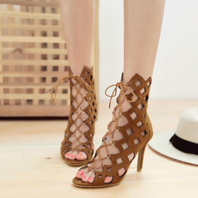 Gladiators Strappy Ankle Cutout Sandals