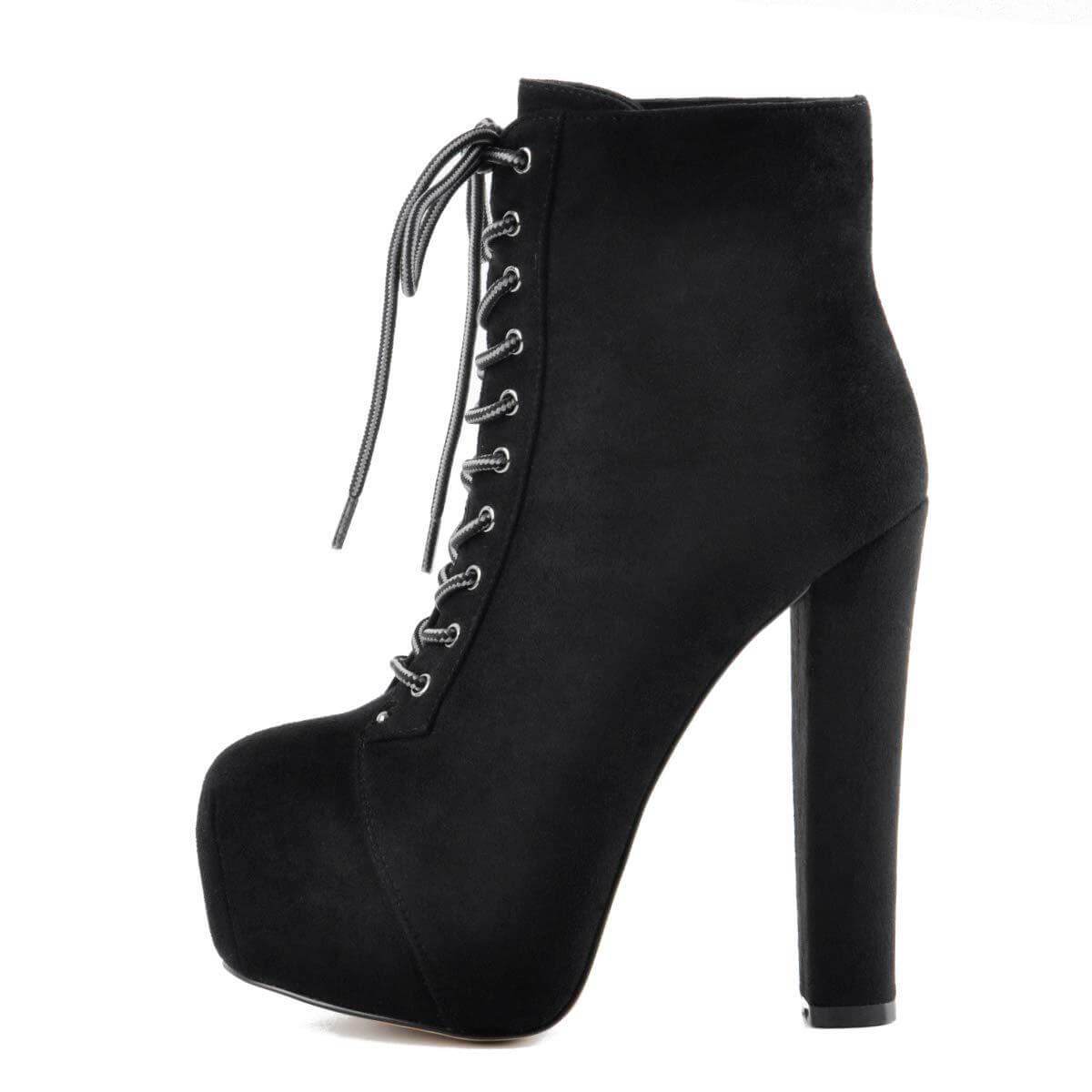 Sexy Platform Suede Chunky Heel Strap Ankle Boots