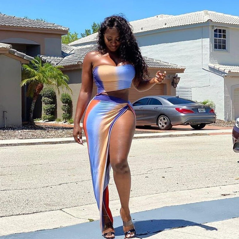 Fashion printing leisure beach resort swimsuit two piece suit