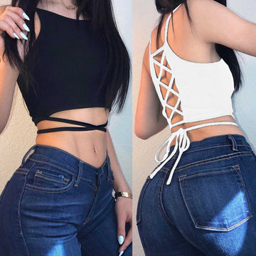 Hot Style Sexy Lace-up Backless Crop Top