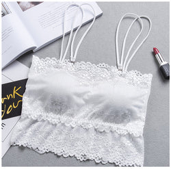 High elastic force Lace Spaghetti Strap Crop Top Sexy Vest