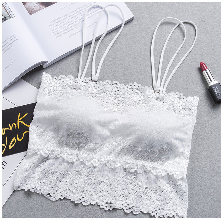 High elastic force Lace Spaghetti Strap Crop Top Sexy Vest
