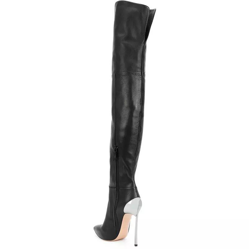 Pointed wine cup and thin heel fashion boots