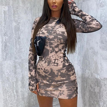 Long Sleeve Tie Dyed Dress