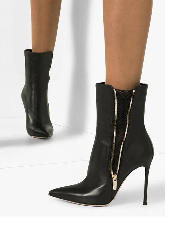 Pointed Fashion Side Zipper Stiletto Boots