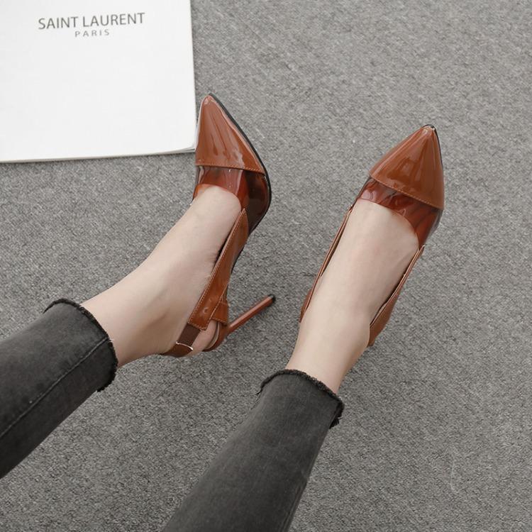 Sexy PU Color Block Pointed Toe Pumps