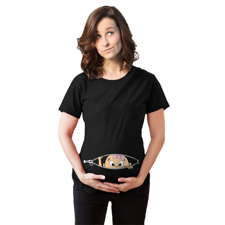 Scoop Naughty Print Loose Pregnant Regular T-shirt
