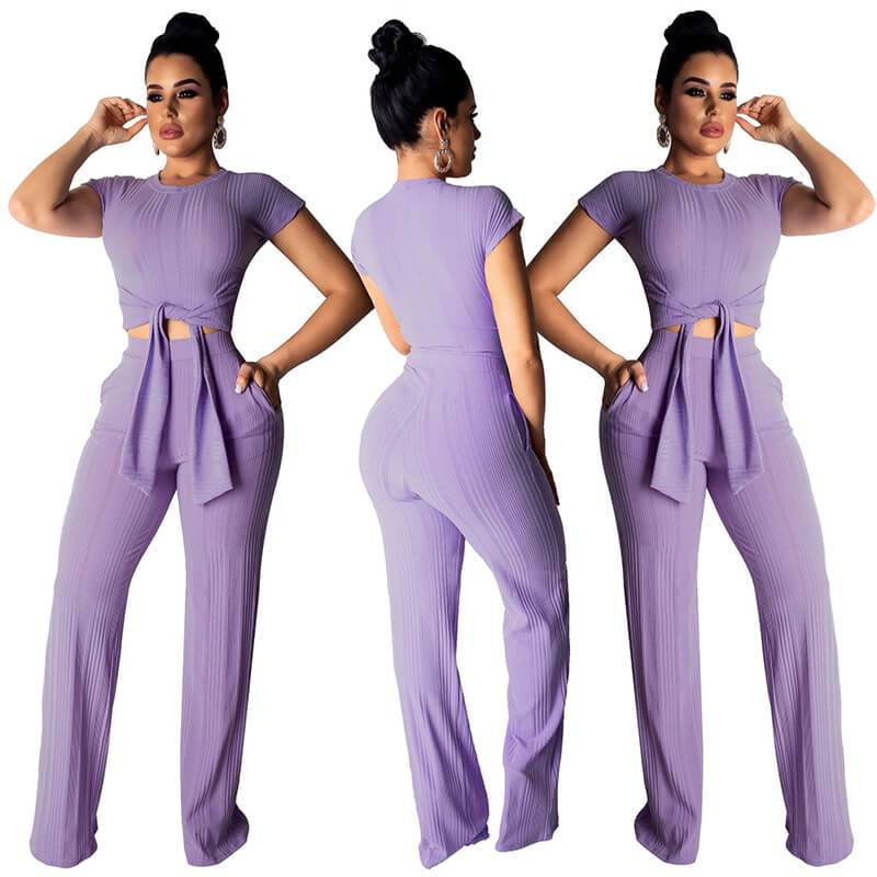Straps Crop Top High Waist Pencil Pants Set