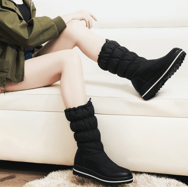 Platform Flat Round Toe Calf Snow Mid Boots