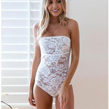 Fashion Sexy Strapless Lace Romper
