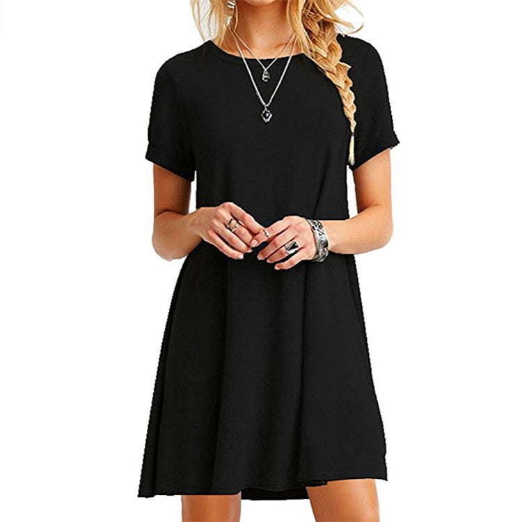 Loose Plus Size Candy Color Short Dress