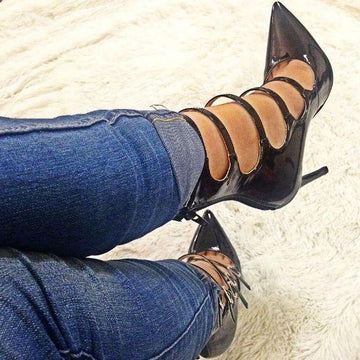 Pointed Toe Straps Stiletto High Heels Pumps Party Shoes