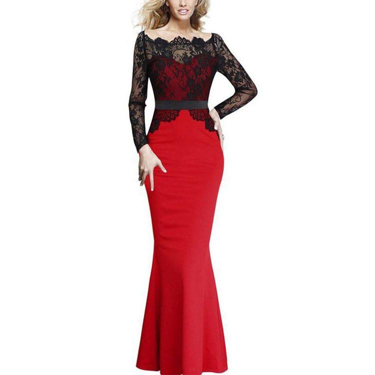 Splicing Mermaid Lace Long Party Dress