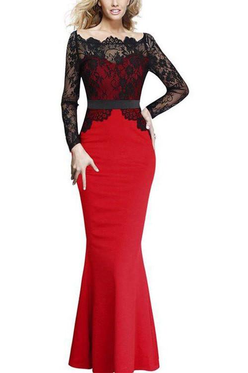 Splicing Mermaid Lace Long Party Dress