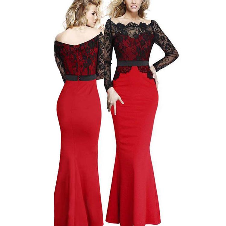 Splicing Mermaid Lace Long Party Dress
