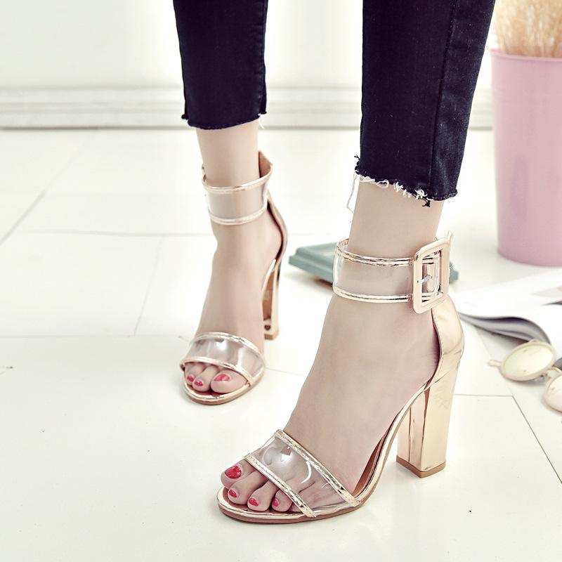 Suede Peep-toe Summer Ankle Strap Chunky Heel Sandals