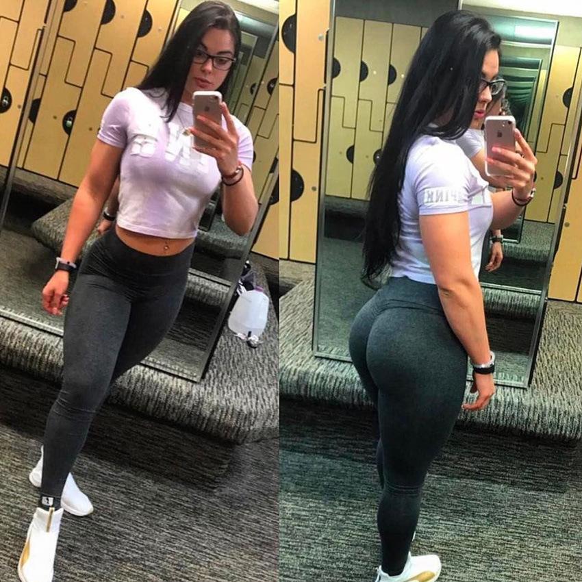 Solid Color Middle Waist Elastic Long Skinny Yoga Sports Pants Leggings