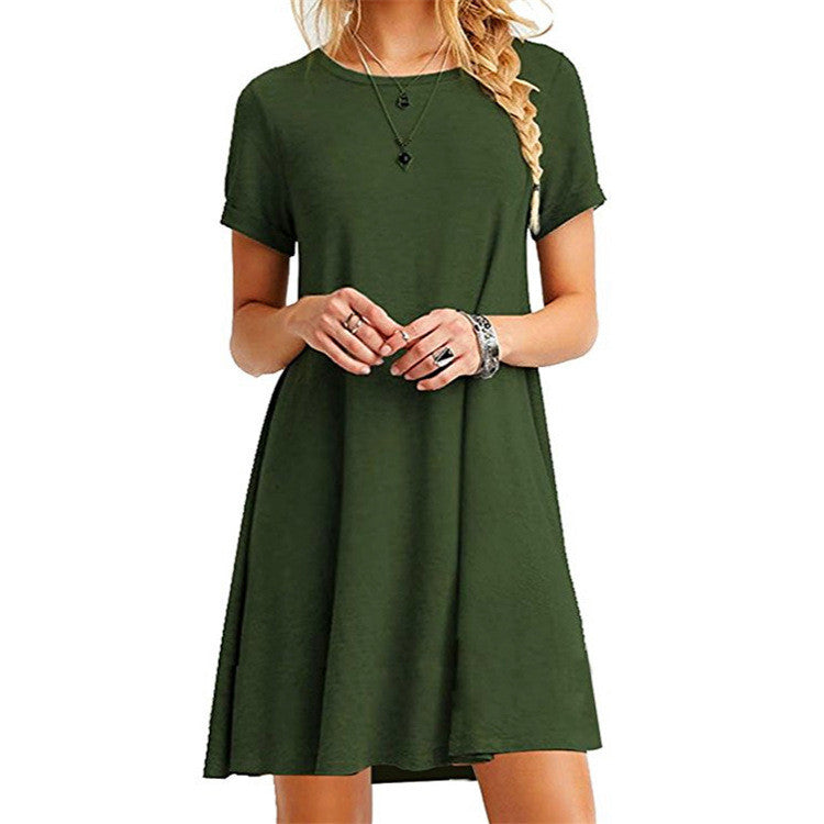 Loose Plus Size Candy Color Short Dress