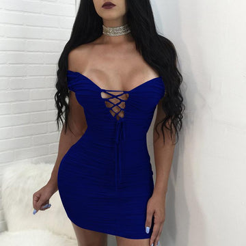 Pure Color Spaghetti Straps Short Sleeves Short Dress