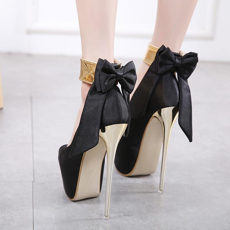 Bowknot Platform Peep-toe Ankle Wrap Stiletto Super High Heels Sandals