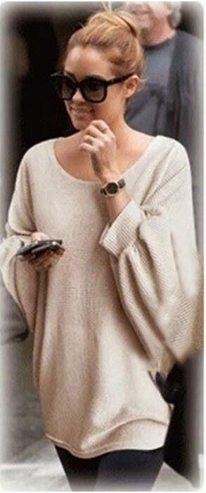 Fashion Bat Sleeve Scoop Loose Popular Sweater