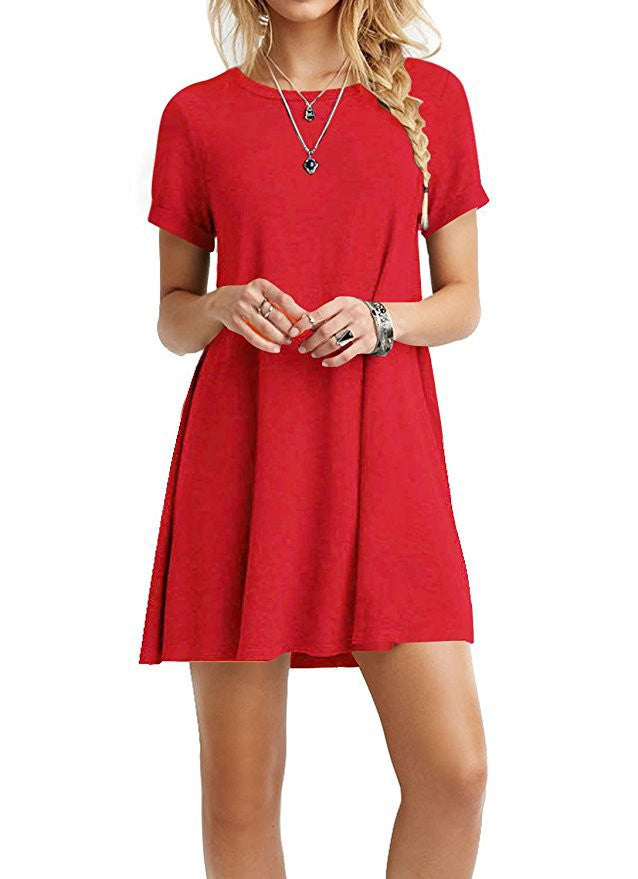 Loose Plus Size Candy Color Short Dress