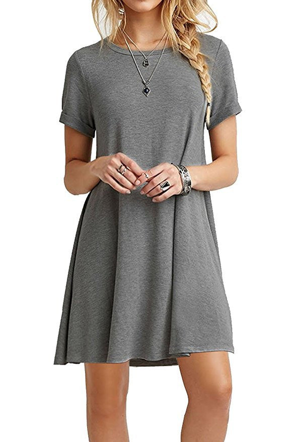 Loose Plus Size Candy Color Short Dress