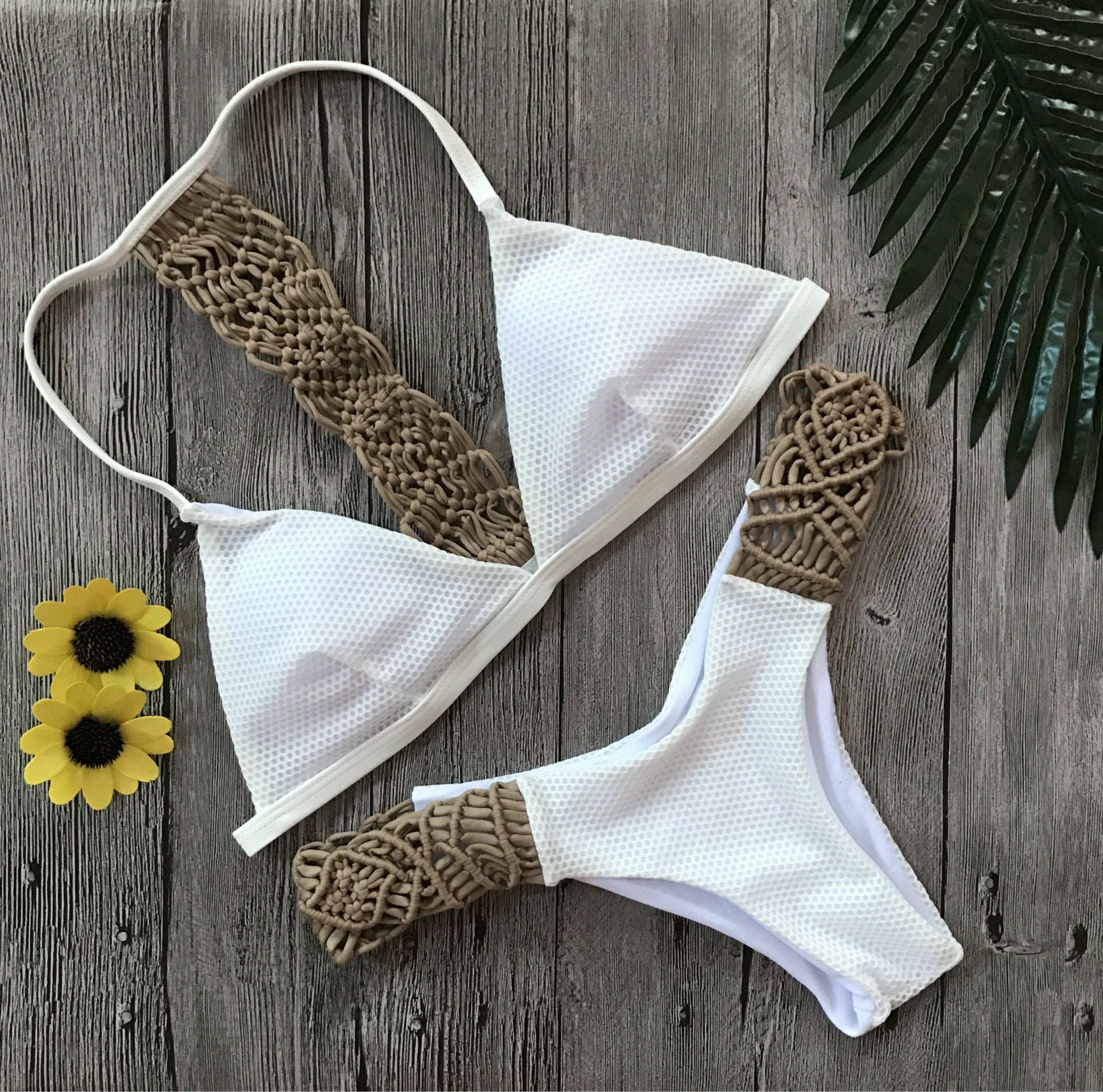 Hand-crafted Strappy Patchwork Bikini Set