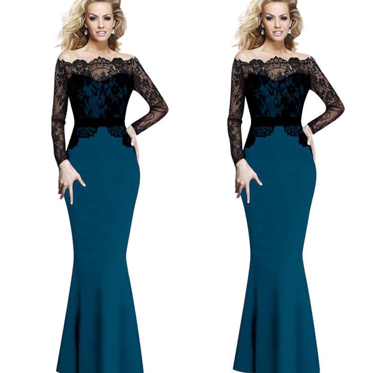 Splicing Mermaid Lace Long Party Dress