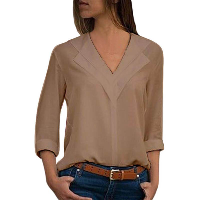 3/4 Sleeve V-neck Loose Blouse