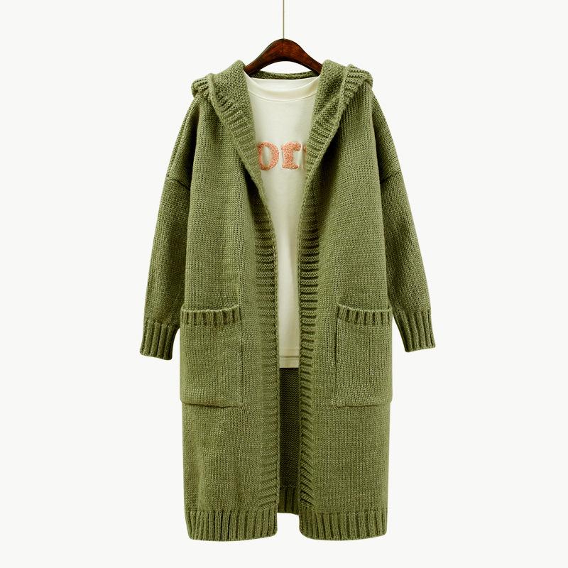 Hooded Pockets Solid Color Women Oversized Cocoon Cardigan