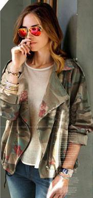 Bat-wing Sleeves Camouflage Casual Flower Print Long Sleeves Short Coat - Meet Yours Fashion - 1