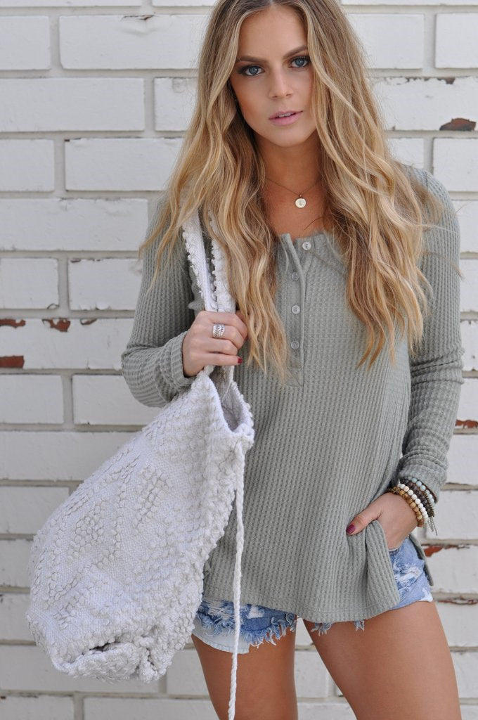 Solid Color Buttons Long Sleeves Pullover Sweater