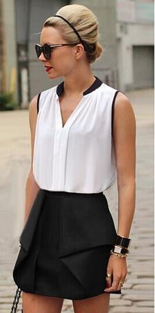 V-neck Patchwork Sleeveless Brief Slim Chiffon Blouse - Meet Yours Fashion - 2