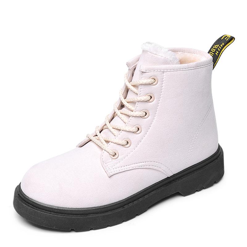 Warm Thick Round Toe Lace Up Platform Flat Short Snow Boots
