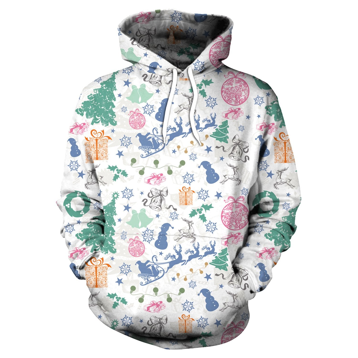 Colorful Digital Print Women Christmas Hooded Party Hoodie